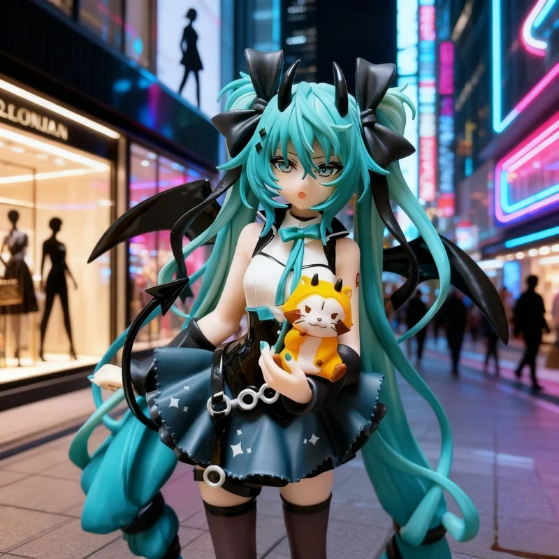 New anime character Hatsune Miku, a little devil a raccoon and a dark ange suitable for decorations toys models tabletop ornamen