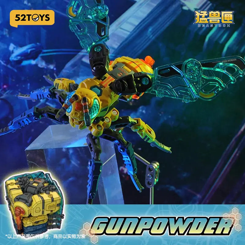 52TOYS BEASTBOX BB-38 Blast Hornet Verformbarer Roboter Actionfigur Transformationsspielzeug Sammlerstück Mecha Modell Geschenk für Jungen Fans