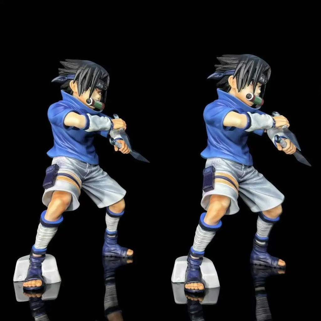 New 18.5cm Naruto Anime Figure Uchiha Sasuke Figurine Collectible Kagebunsin No Jyutu Pvc Statue Model For Boy Room Ornament Toy