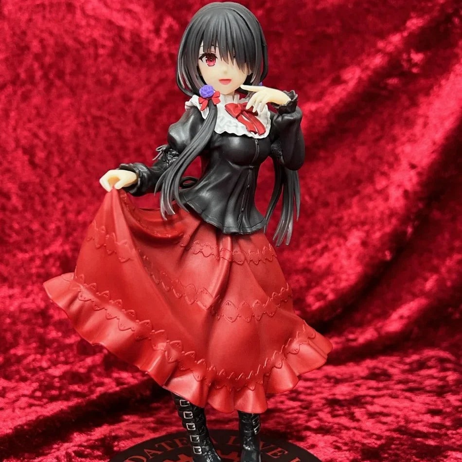 19CM DATE A LIVE Tokisaki Kurumi Anime Figur Süßes Mädchen Modell Spielzeug PVC Rotes Kleid Anzieh-Stehmodell Automodell Ornamente Geschenk