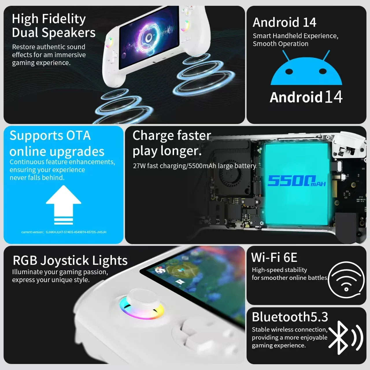 ANBERNIC RG557 Retro Handheld Game Video Player Console Android 14 12G+256G 5.48 inch AMOLED Screen 512G PS2 PSP Games Gift