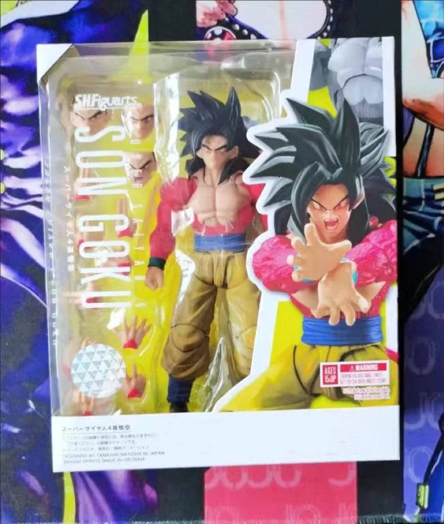 SHF Dragon Ball Figure SSJ4 Son Goku Action Figure Super Saiyan 4 Goku Anime 16cm PVC Collection Model Ornamen Toys Doll Gifts