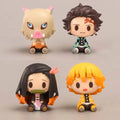 4 Style/Set Q Version Demon Slayer Sitting Ghost Doll Tanjiro Nidouzi Inosuke Zenizu Figure Action Figure Movie Model Toys Doll