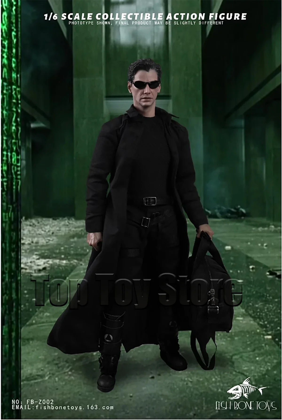 Fish Bonetoys Fb-Z002 1/6 Men Soldier Neo Keanu Reeves Gothic Hacker Engineer Full Set 12 Inches Action Figure Model Toys