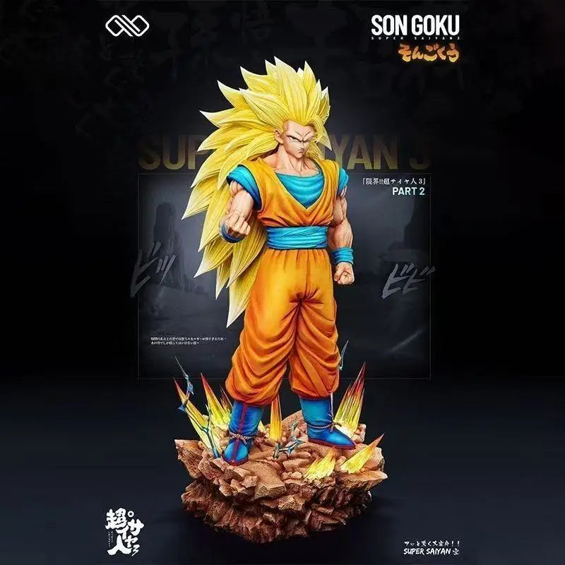 35cm/13.78inch Dragon Ball Z Son Goku Ssj3 Figure LED base Super Saiyan 3 Goku Pvc Action Figures Collection Model Toys Gifts