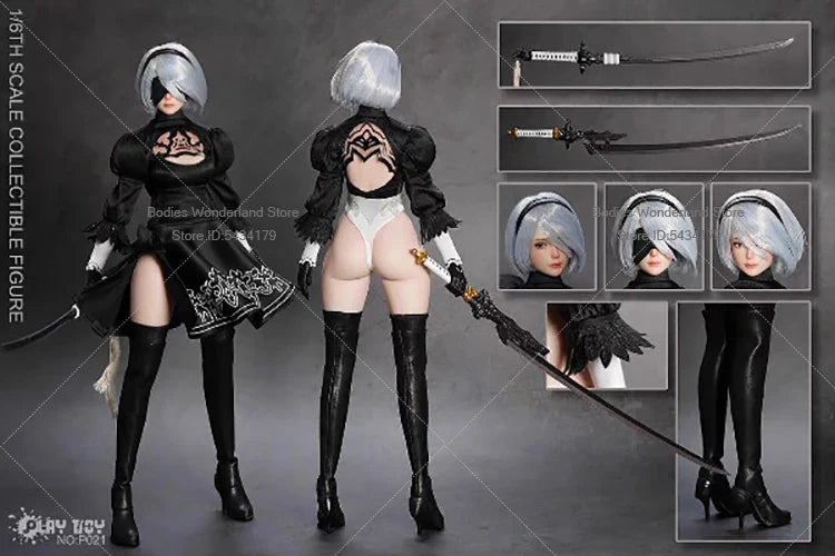 PLAY TOY P021 1/6 Sexy 2B Sister Humanoid Robot Bewegliche Augen Kopf 12 Zoll weibliche Soldatin Actionfigur Puppe Sammlung