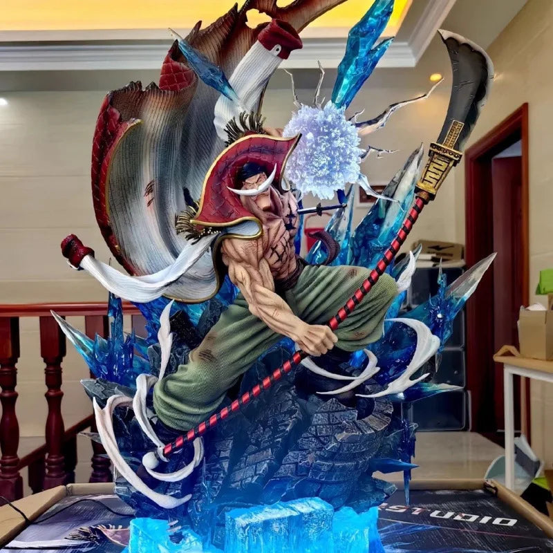 38cm Anime Figure One Piece Whitebeard Pirates Famous Naval Battle Scene Can Emit Light Peripheral Pvc Model Desktop Gifts Toys