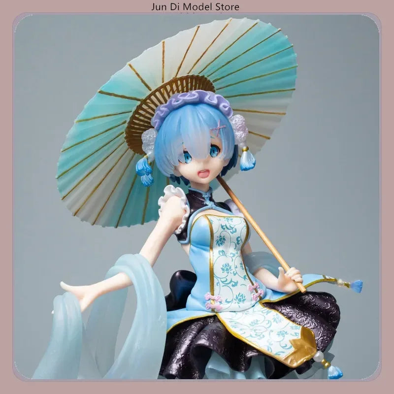 Re:Zero Rem Lolita Style Anime Figure 28cm with Umbrella Desktop Decoration Collectible Action Figure for Gift