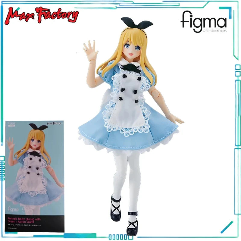 Max Factory Genuine Figma Series Figma # 591 Human Return To NH-01- and #598 Female Body (Alice) and Jumpsuit+apron Outfit Model