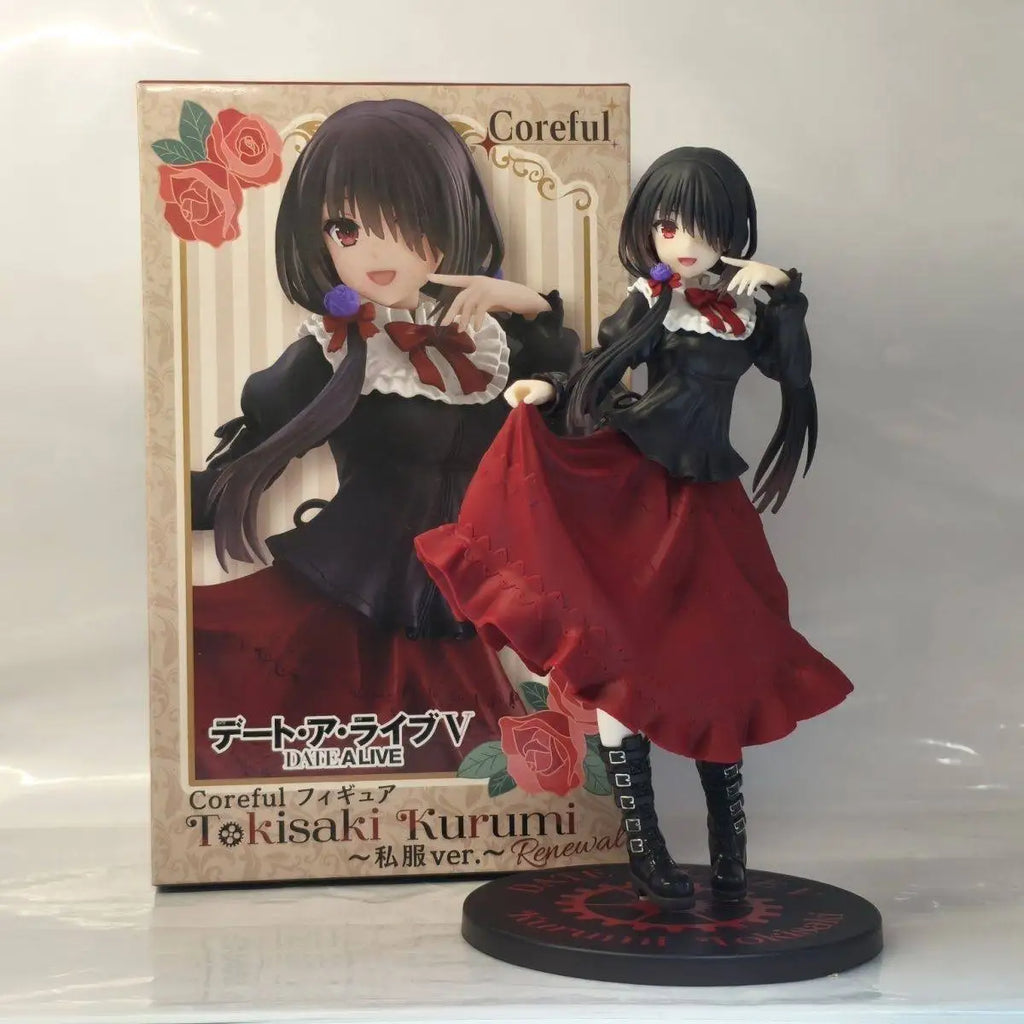 New DATE A LIVE Tokisaki Kurumi Anime Figure Cute Girl Model Toy PVC Black Dress Dress Up Standing Model Car Model Ornaments Toy