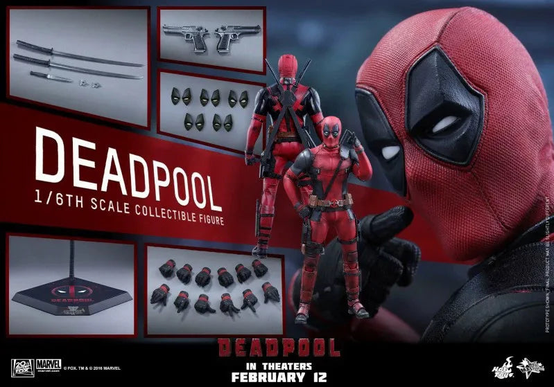 Neue Hot Toys Mms347 Deadpool 1/6 Scale Anime Deadpool 1.0 Sammler-Actionfigur Modellspielzeug Szenenornament Geschenk 31cm