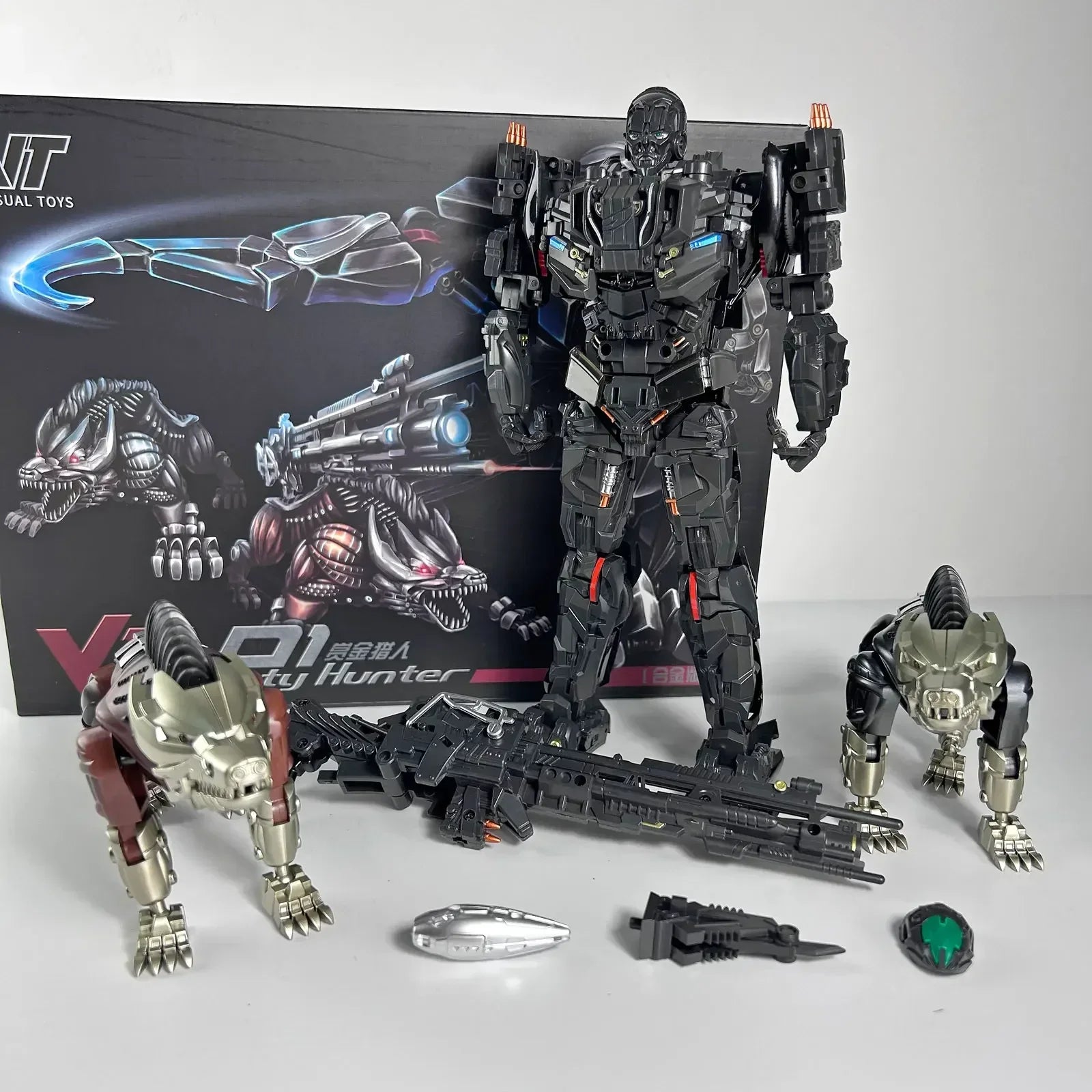 Auf Lager Transformation Spielzeug VT01 VT-01 Lockdown Black Alloy Version mit doppelten Hunden Filmversion Roboter Actionfiguren Puppen