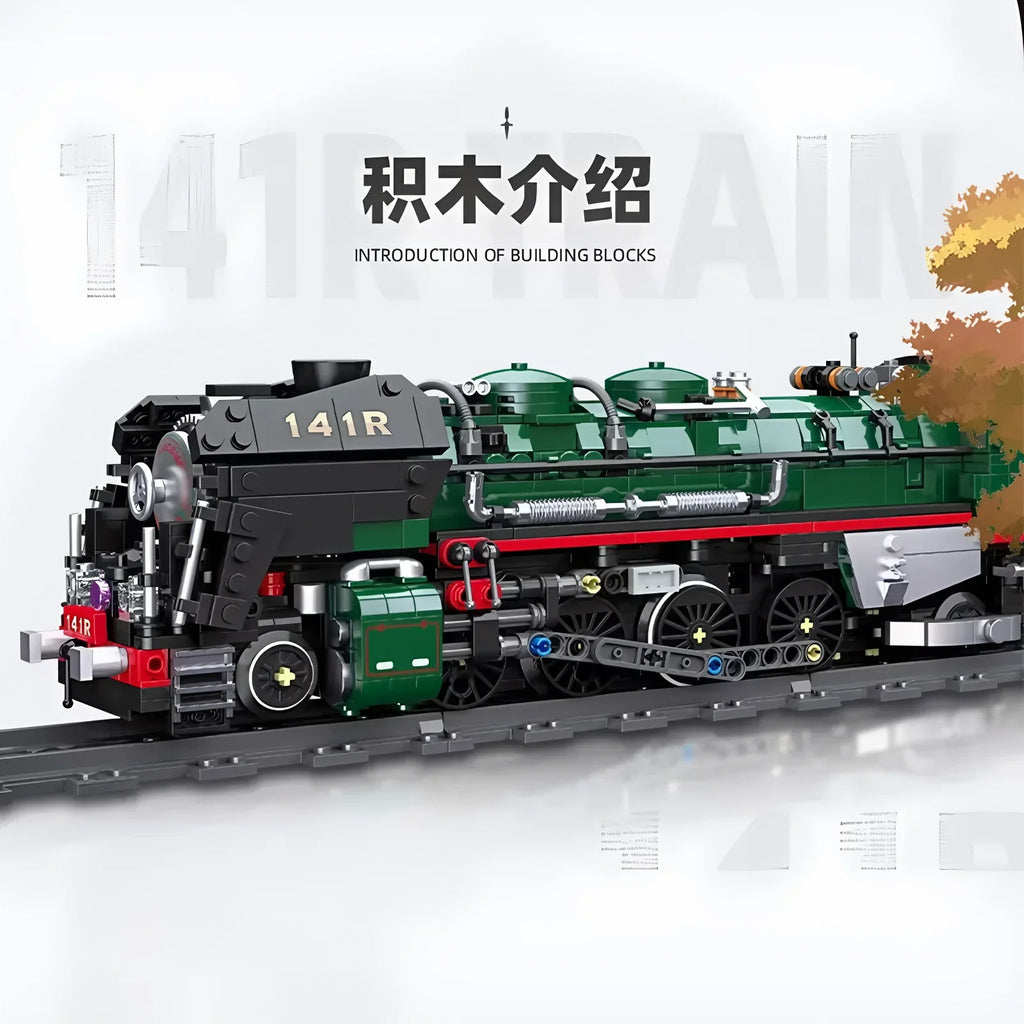 JIESTAR 59098 DIY Electric Train Building Blocks 141R Steam Engine Model Brick Toy for Kids Adults  Educational Birthday Gift