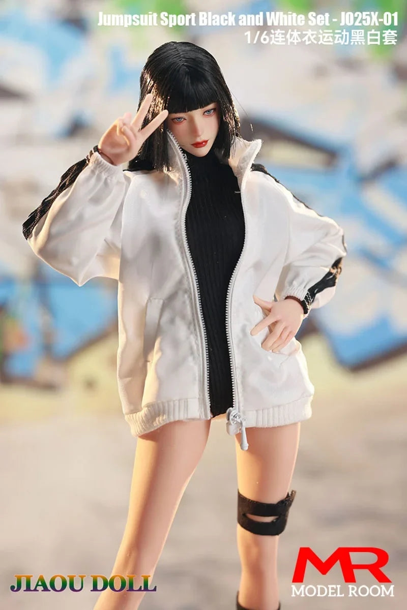 JO25X-01 1/6 Scale Female Sports Wear Jumpsuit Jacket Clothes Model Fit 12'' JIAOU TBL Soldier Action Figure Body Dolls