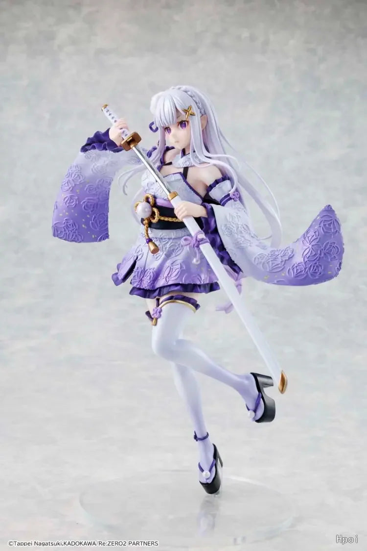 In Stock Original KADOKAWA Re: ZERO Starting Life in Another World Emilia Battle Costume Ver. 24cm Anime 1/7 Figure Doll Model