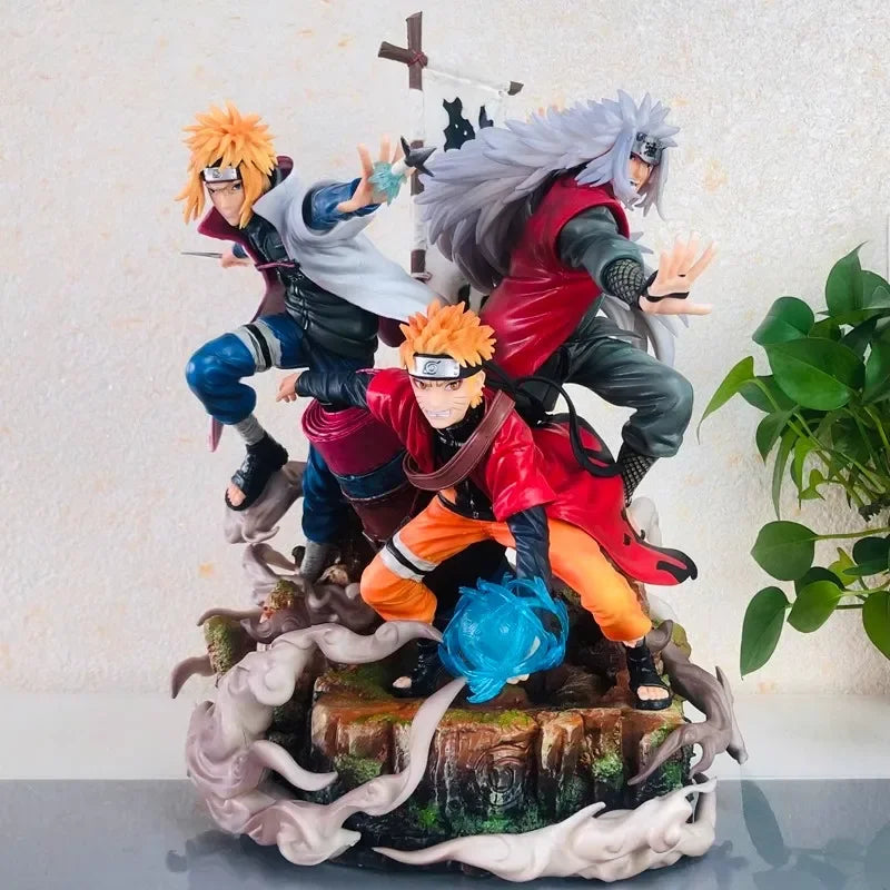 40cm Naruto Anime Figure Uzumaki Naruto Jiraiya Namikaze Minato statue Action Figure collect Pvc Model Doll Childrens Gift Toys