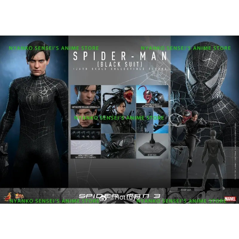In Stock Hot Toys Spider-Man Tobey Black Suit VIP Special Edition Collectible Action Figure Anime Models Toy Doll gift