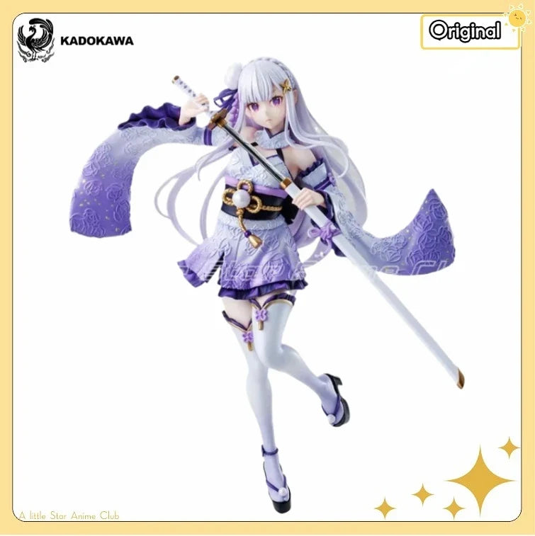 Original KADOKAWA KDcolle Re: ZERO - Starting Life in Another World Emilia Battle Costume Animation Figures Toys Model