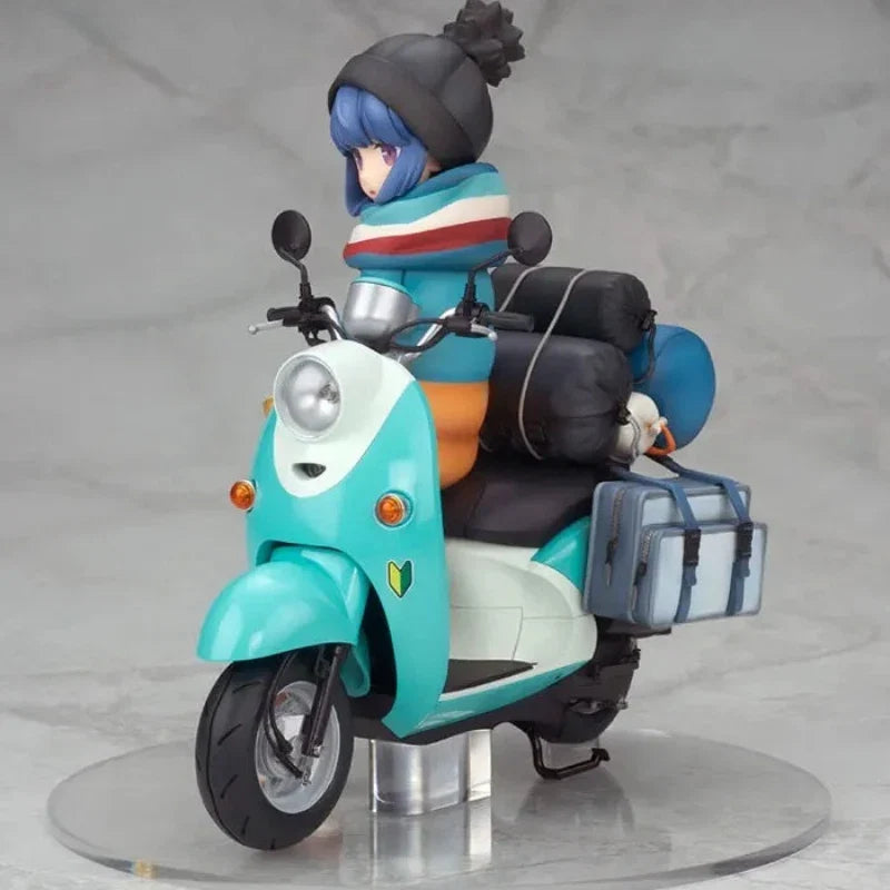 100% Original:Anime Yuru Camp Shima Rin motorcycle 15cm PVC Action Figure Anime Figure Model Toys Figure Collection Doll Gift
