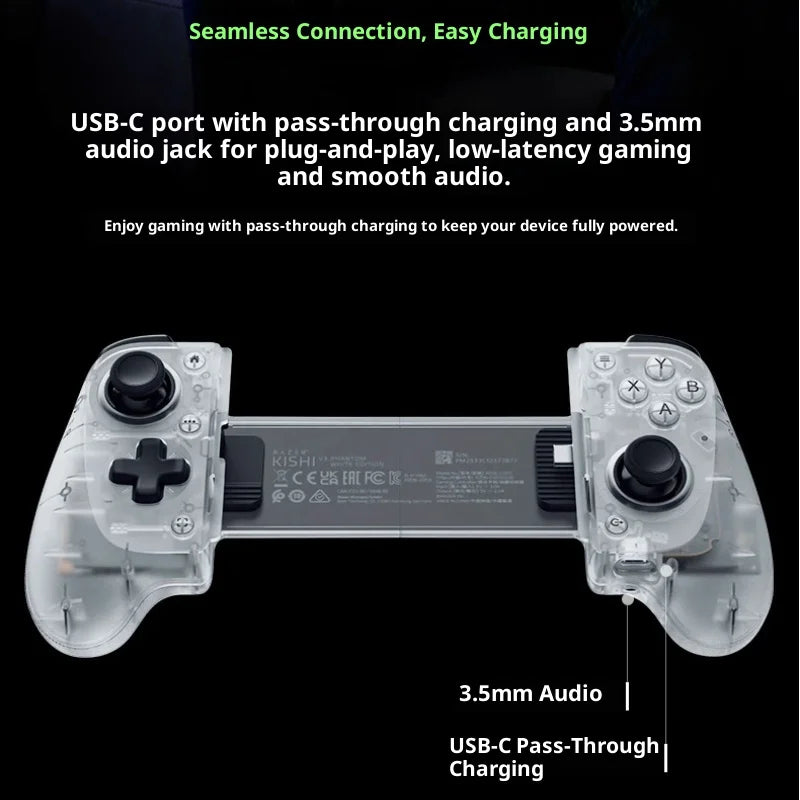 Razer KISHI V3 PHANTOM WHITE EDITION Gaming Controller for IOS Android PC 3A Games with TMR Joysticks Ergonomic Gamepads Gifts
