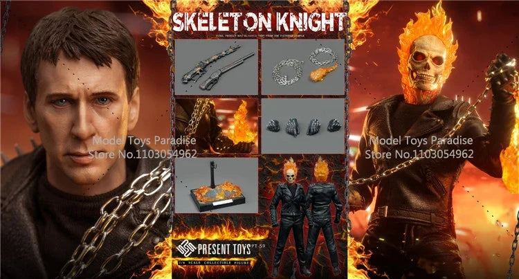 PRESENT TOYS PT-sp59 1/6 Collectible Men Soldier Ghost Rider Super Hero Skeleton Knight Full Set 12inch Action Figure Model Gift