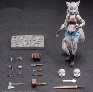 Anime Figure Toys Original Character Repairer 1/12 Wolf Girl Leah Anime Beauty Furry Girls Action Figures Model Toys Fans