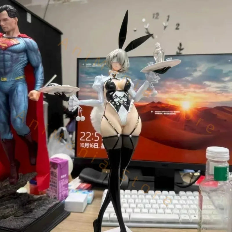 48CM NieR: Automata Yorha Type B 2B YoRHa Type A No.2 A2 Two Head bunny girl figure PVC Action Toy Collection Model Doll Gift