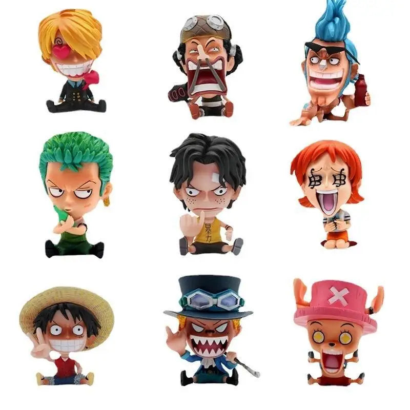 Bandai Q version One Piece King Big Head Lufei Solon Chobais Female Emperor Doll Blind Box Animation Ornaments