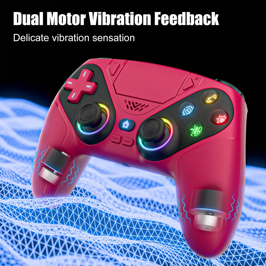 GAMROMBO Wireless Controller for PS5/Playstion 5 Pro/Slim/PC Console W/ RGB Dual Vibration Marco/Turbo Function 3.5mm Audio Jack
