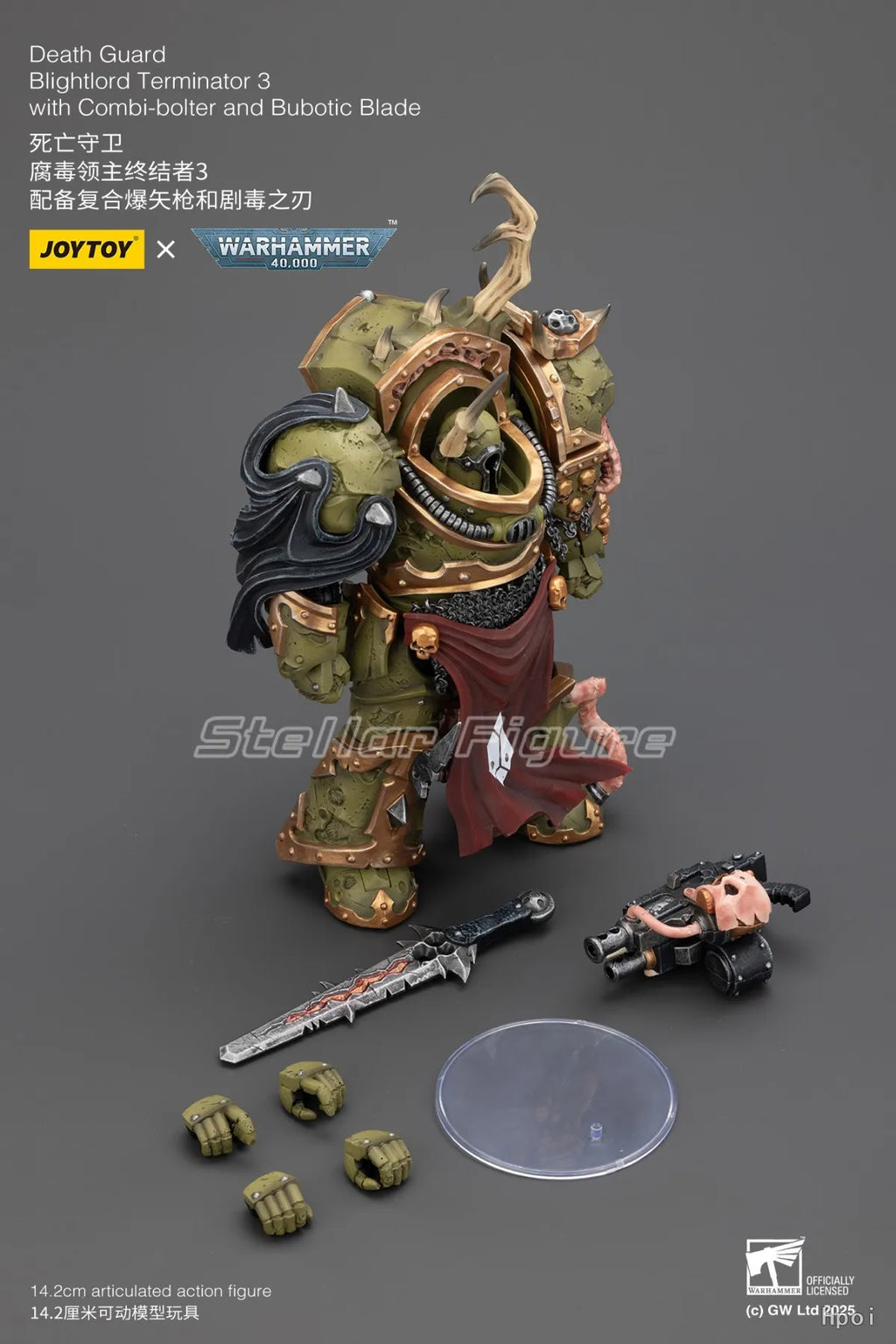 【SF】JOYTOY Warhammer 40K 1/18 Action Figure Death Guard Blightlord Terminator 1 2 3 with Reaper Autocannon and Bubotic Blades