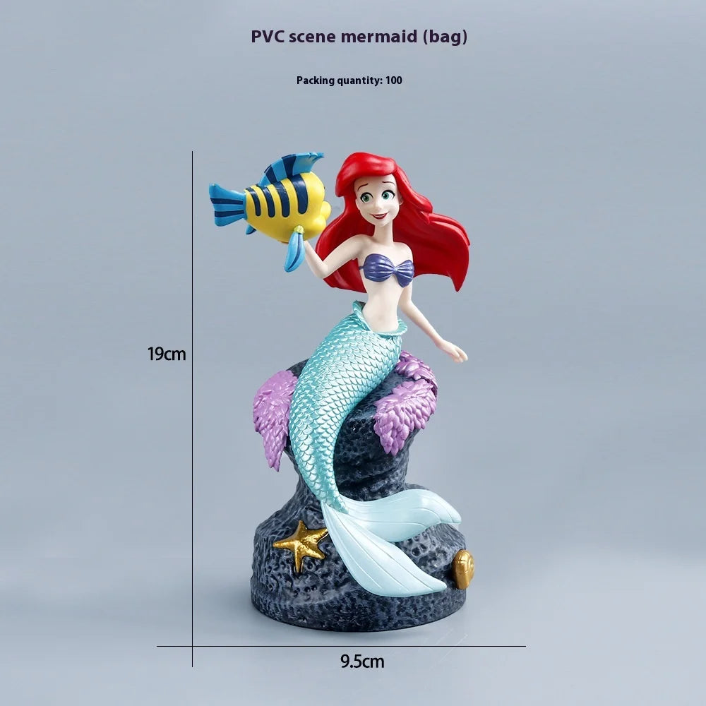 Disney Anime 19cm Little Mermaid Ariel Action Figure Toys Ariel The Princess Collection Room Car Cake Decoration Gift for Kids