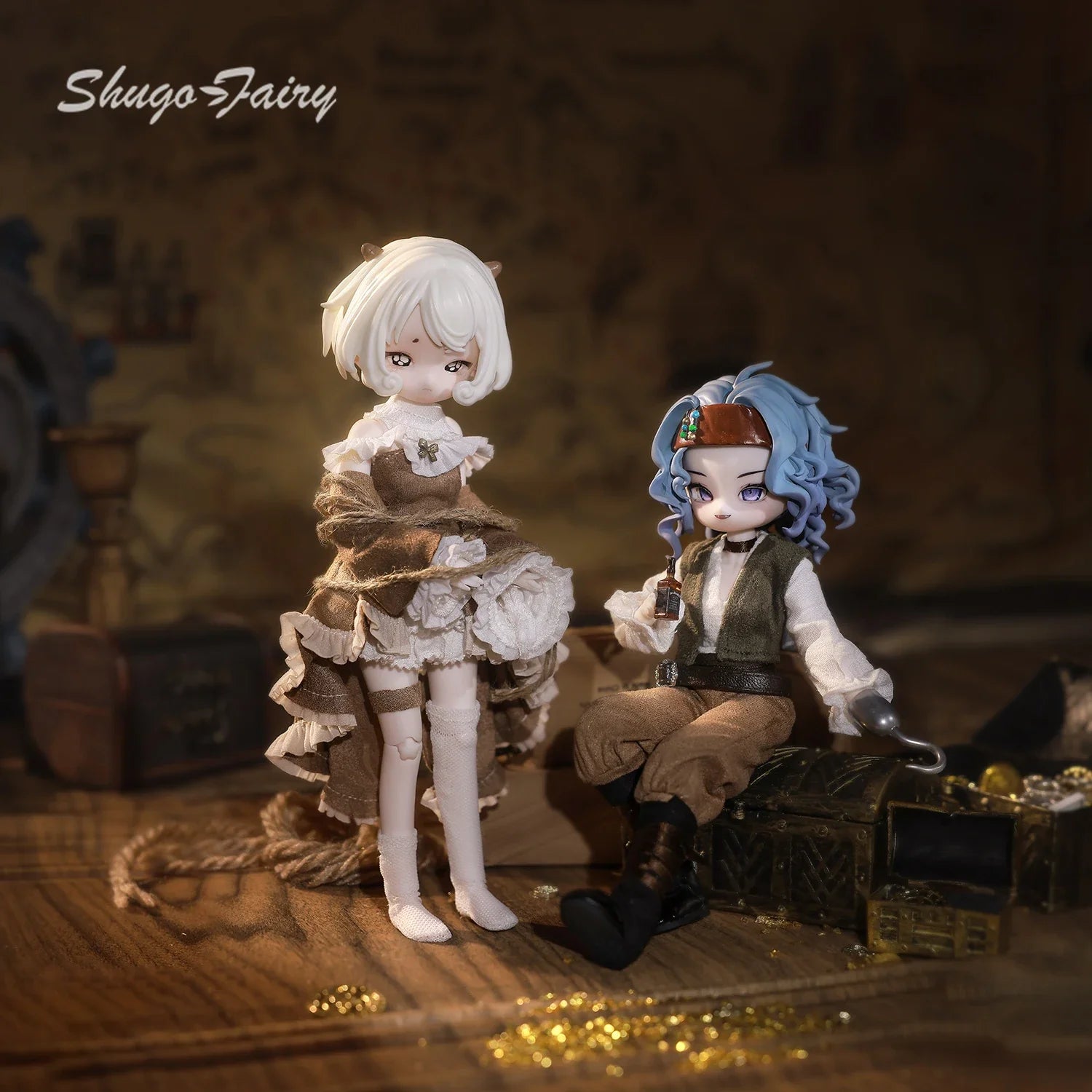 BJD Doll 1/8 Blind Boxes Sheep Fullset Anime Medieval Fairy Tale Crying Expression Runaway Princess Resin Wig Shuga Fairy Figure