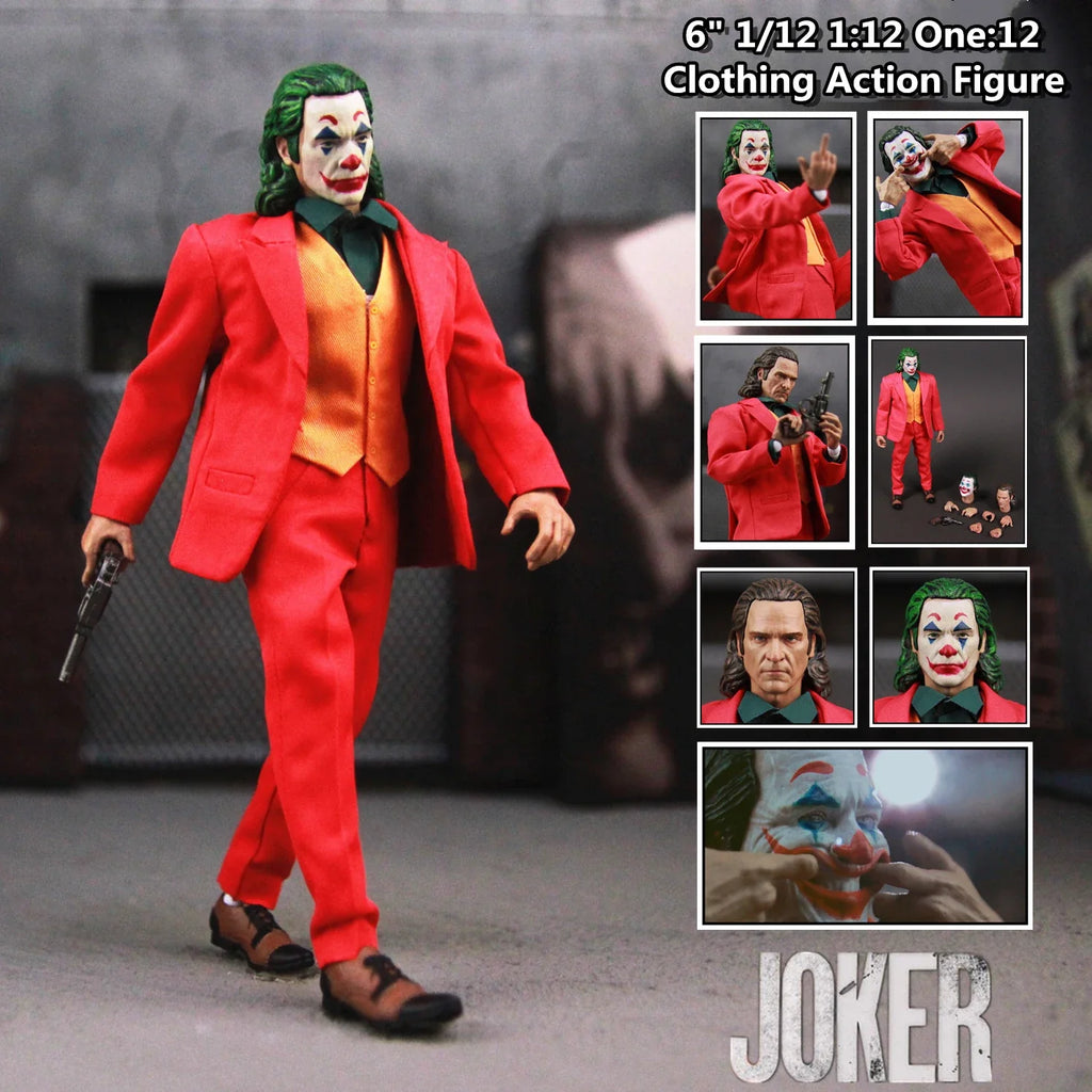 DCU The Joker 6" Actionfigur Clown-Gesicht Joaquin Phoenix Todd Phillips Film 1:12 Eins:12 Kleidung Spielzeug Puppenmodell