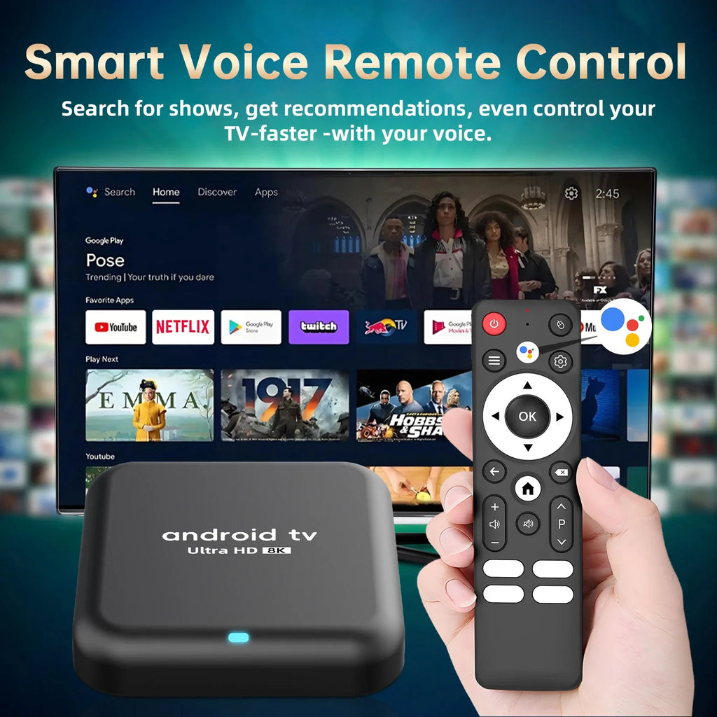 Q18 TV Box Android 14 RK3518 Wifi6 Media Player Google Assistant Dual Wifi 5G Netflix 8GB 128GB Media Player Fast Smart TV Box