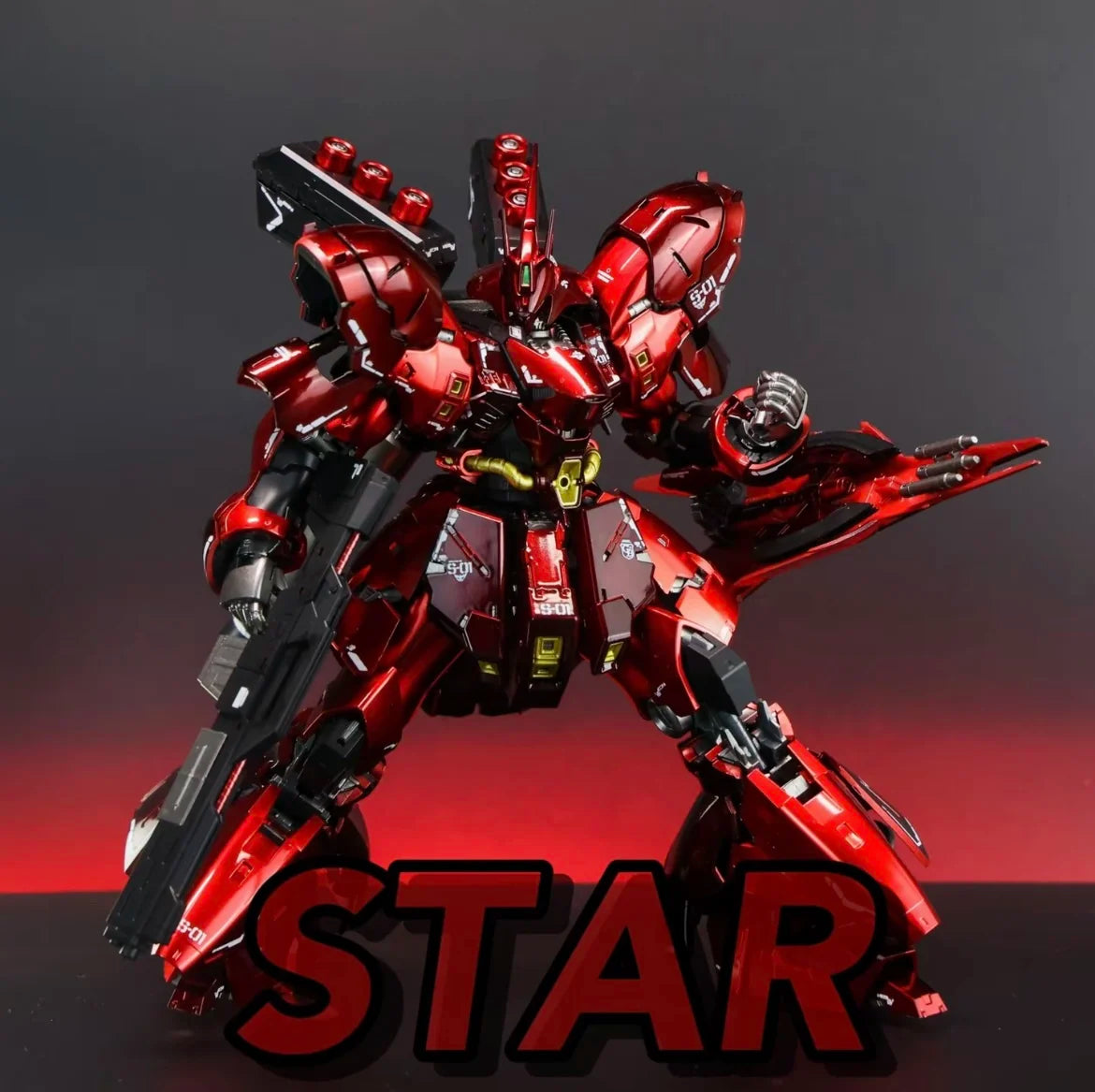 In-Stock Sazabi Assembly Model Kit RG 1/144 Action Figure Sheet Metal Spray Pseudo Electroplating Red Desktop Decor Toy Gift