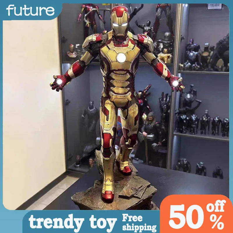 1/4 Marvel Comics Figur Iron Man kann leuchten High-End Harz Anime Sammlung Modell Desktop Ornamente Weihnachtsgeschenke Kinderspielzeug