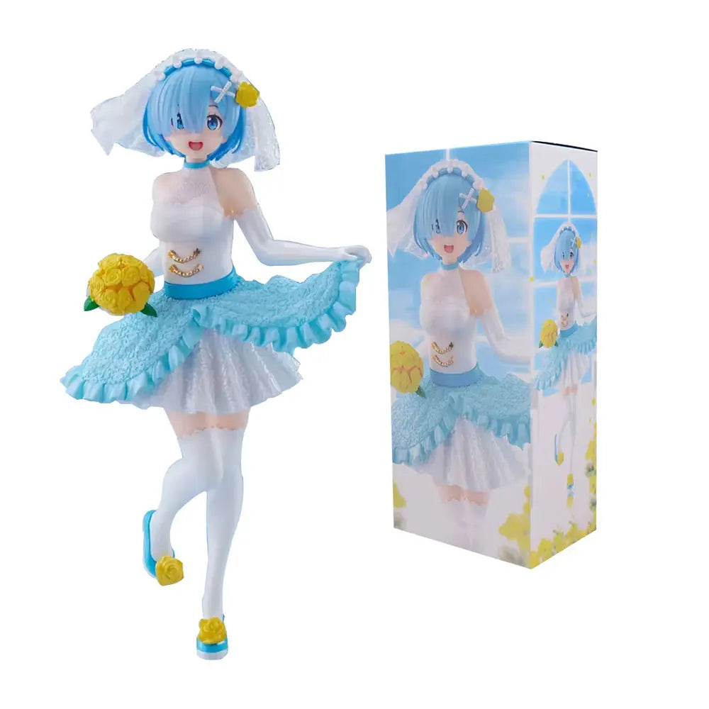20CM Anime Rem Bride Figure Anime Figure Re:Zero Standing Wedding Dress Model Toy Gift Doll Collection Decoration PVC