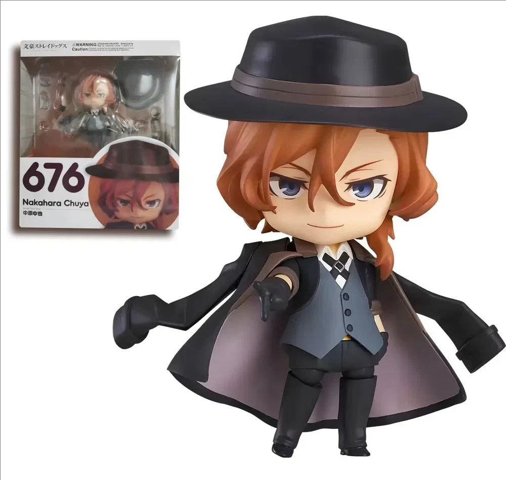 10CM Bungo Stray 1191 Ryunosuke Akutagawa 676 Nakahara Chuya 657 Dazai Osamu PVC Action Figure Toy Anime Q Figurine Model Doll