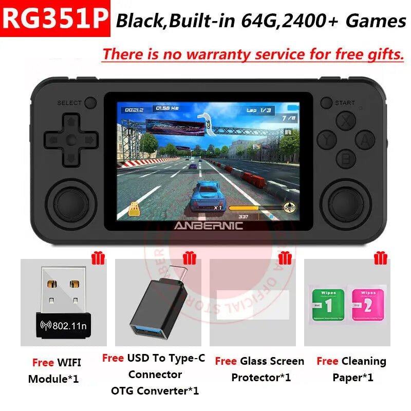ANBERNIC RG351P Retro Game RK3326 64G Open Source System 3.5 inch IPS Screen Portable Handheld Game Console RG351 Gaming Player