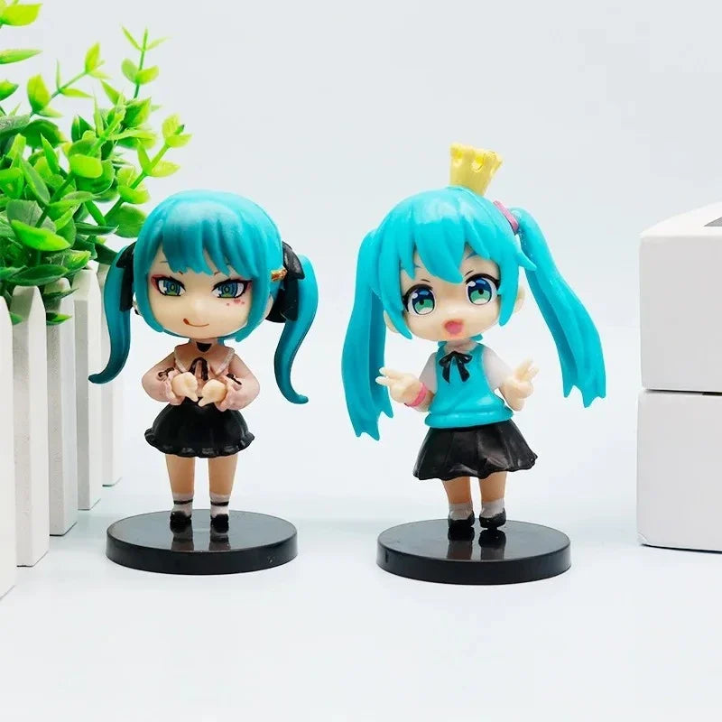 Anime Hatsune Miku Action Figures Set Mini Q Version Character PVC Model Table Decorations Ornaments Collectible Toys Gifts