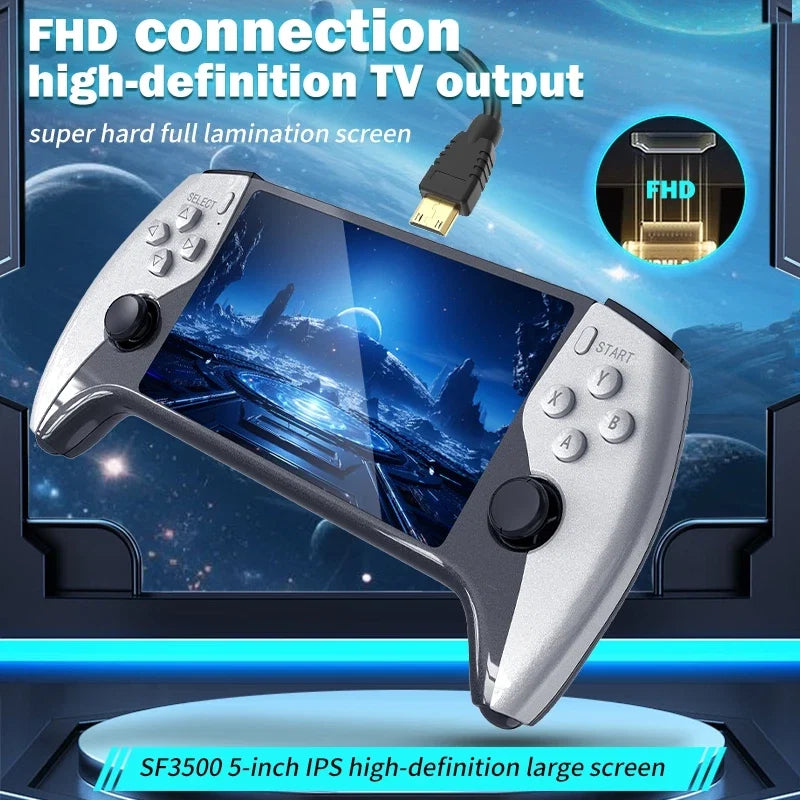 2 in1 Multi-Functional Retro Wireless Game Controller&Handheld Console SF3500Pro,5-inch IPS Screen with Dual Core CPU,FHD Cable