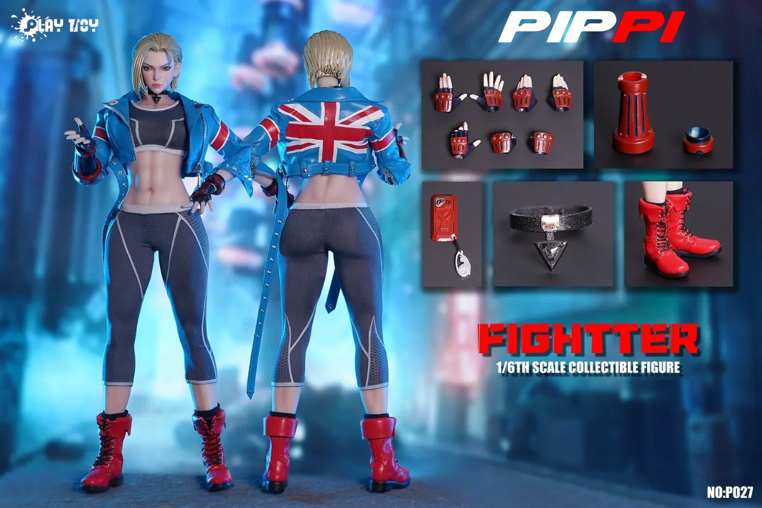 PLAY TOY P027 1/6 Fightter Cammy Female Soldiers With Movable Eyeballs Figure 12'' Model Full Set Collectible Toy