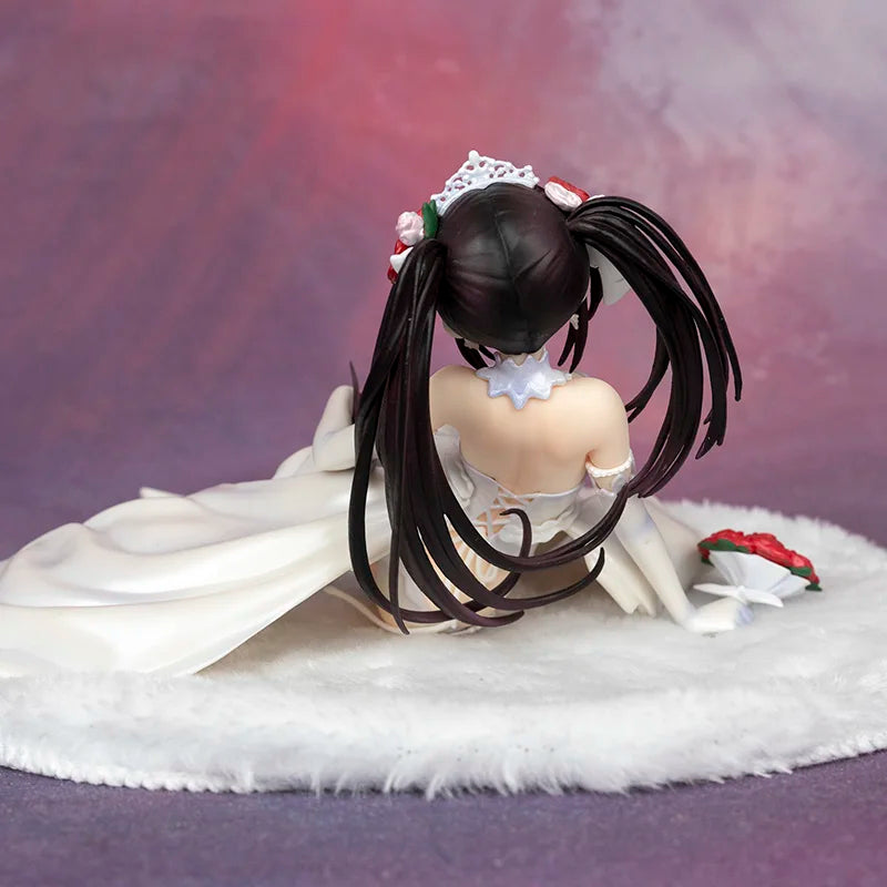 Date A Live Madoka Tokisaki Wedding Dress Figure Japanese Anime Figure Sitting Pose 2d Anime Model Ornament Christmas Present