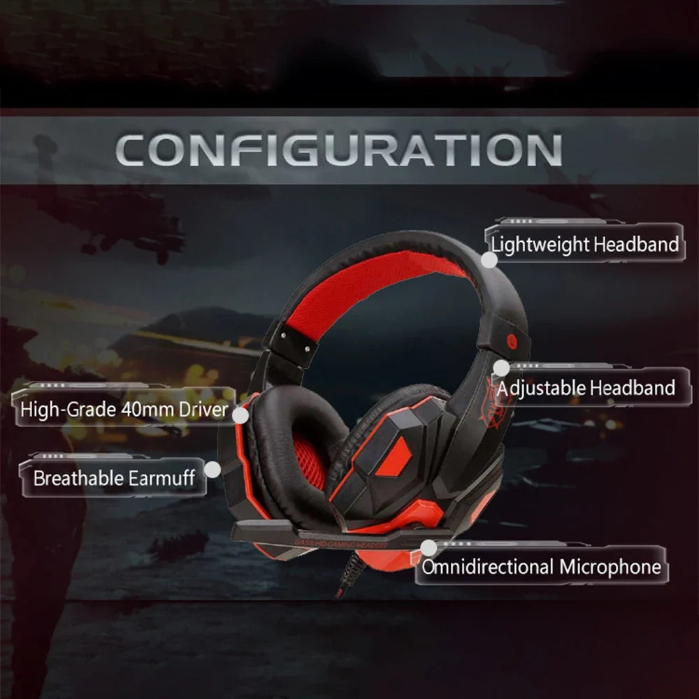 Wired Gaming Headsets With 120° Adjustable Noise Cancelling Microphone PC Gamer Headphones For PS4/PS5/Xbox Smartphone Laptop