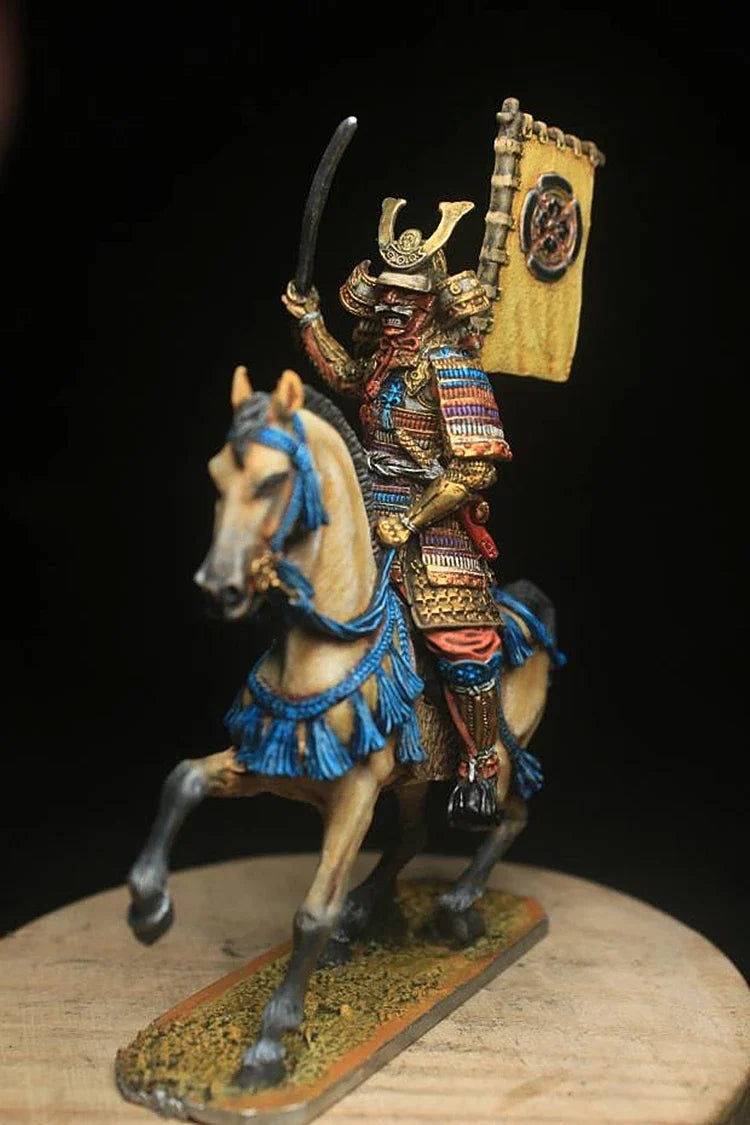 Metal Ancient Soldier Model Japanese Warring Country Oda Family Riding Samurai Home Office and Bar Decor Customize Gifts 1/30