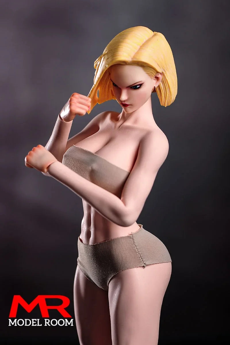 1/6 Scale Fighting Girl Muscle Seamless Body Model 12'' Female Soldier Big Breast Action Figure Doll with Physiological Detail