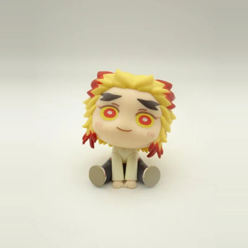 Demon Slayer Action Figure Kyoujurou Rengoku Anime Q Version Figure Model Ornaments Bulk Toys