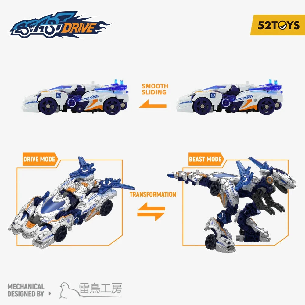 52TOYS BeastDrive BD-01 WHEEL RAPTOR Velociraptor Model Kit，Deformation Robot, Converting Toys, Action Figure, Collectible Toys