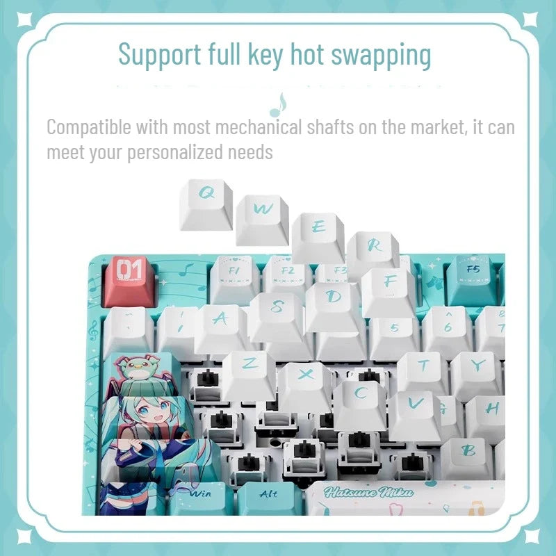 Hatsune Miku 5108B Plus Mechanical Keyboard Mouse Wireless/Bluetooth for Gaming Office Work Perfect Gift for Girls