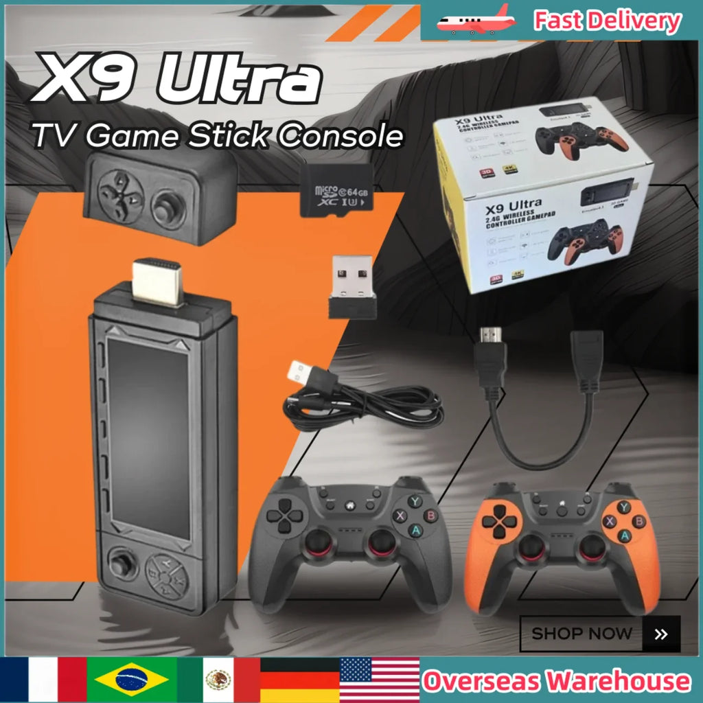 X9 Ultra Retro Video Game Console Game Stick HDMI Wireless Controller Home Game Console 3D HD 4K TV Game Retro Games Stick Gifts